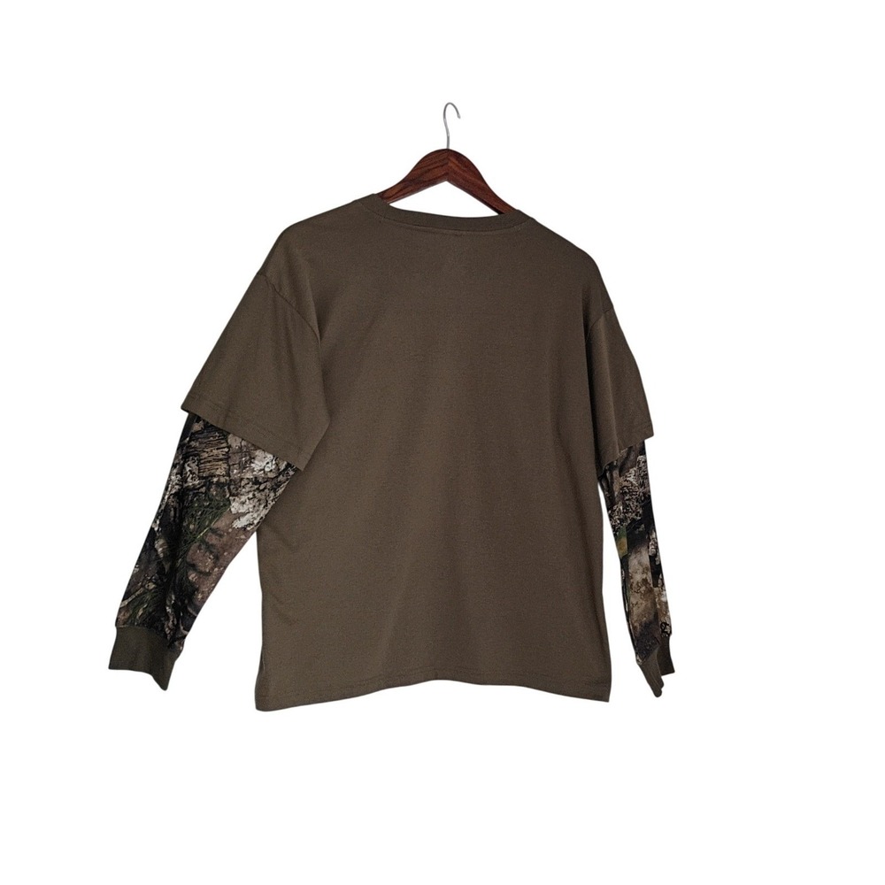 NWT Jordan Jumpman Camo Layered Long Sleeve Tee Olive Green Fits Women S/M - Picture 4 of 9